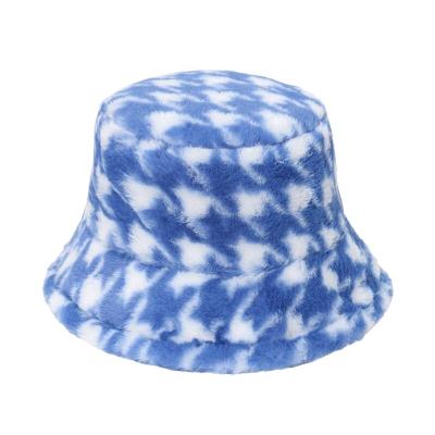 China Fashion Winter Plush Bucket Hat For Fisherman Women Leopard Print Fuzzy Faux Fur Bucket Caps Casual Warm Hats for sale