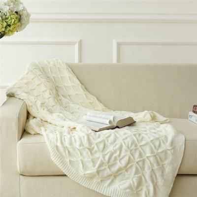 China High Quality Cashmere Cable Knit Baby Blanket 100% Acrylic White Baby Blanket 50x60inches for sale