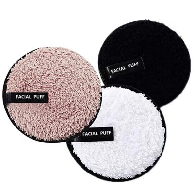 China Hot Sale Eco-Friendly Reusable Makeup Remover Pads Soft Cotton Rounds Towelettes Set Of 3 Pcs Black White Khaki for sale