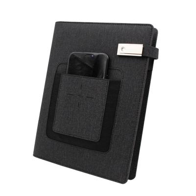 China Newest Hot Transfer Printing A5 Leather Diary Notebook with Power Bank and USB Drive Instant Radio Charging Planner for sale