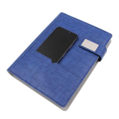 China Hot Leather Transfer Printing A5 Diary Notebook with USB Power Bank and Drive Instant Radio Charging Planner for sale