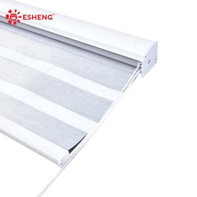 China Wholesale Shabby Chic Light Filtering Bead String Yarn Dye Motorized Double Layers Persianas Windows Zebra Electric Roller Blinds for sale