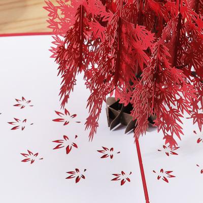 China Wholesale Creative Romantic Red Europe Maple Greeting Cards Thanksgiving Cards 3D Birthday Creative Mother's Day, Mother's Day Free JD for sale