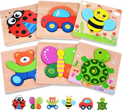 China Europe Wooden Toddler Puzzles Toys Gifts For Baby 1 2 3 Year Old Child Infant Boys Girls Learning 6 Animal Shape Eco F Educational Puzzle for sale