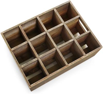 China Sustainable Vintage Brown Wooden 12 Slot Beer Bottle Serving Case / Beer Storage Box for sale