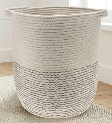 China Europe Extra Large Woven Storage Baskets Cotton Rope Organizer for Sofa Throws, Pillows, Towels, Toys or Nursery for sale