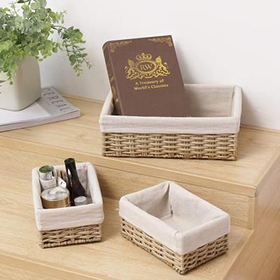 China Europe Handmade Wicker Storage Baskets Set Shelf Baskets Woven Decorative Home Storage Bins for sale