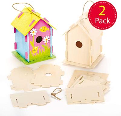 China Europe Mini Wooden Birdhouse Kits, Bird Rooms to Paint and Decorate for Kids Arts and Crafts or Garden Projects for sale