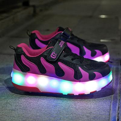 China Fashion\Comfortable\Durable\Breathable\Lit 2019 Direct Selling High Quality Factory Wholesale Single Speed ​​LED Wheel PU Lights Up Popular RTS Roller Skate Shoes Kids for sale