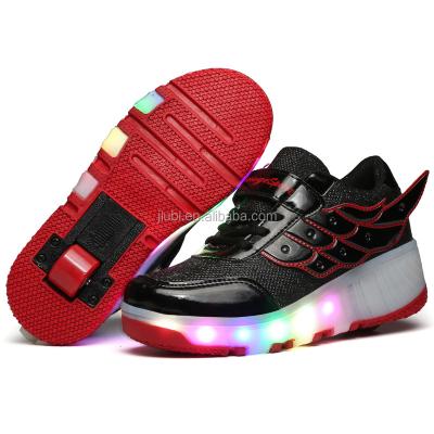 China Fashion\High Quality Comfortable\Durable\Breathable\Lighted PU Unisex Single Wheel RTS Kids Speed ​​Roller Skate Shoes Children 2019 Factory Wholesale Shoes Boys Girls for sale