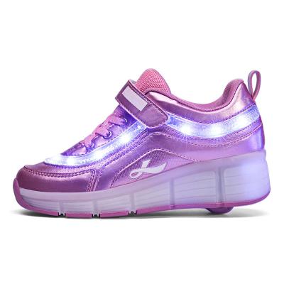 China Fashion\High Quality Comfortable\Durable\Breathable\Lighted PU Unisex Single Wheel RTS Kids Speed ​​Roller Skate Shoes Children 2019 Factory Wholesale Shoes Boys Girls for sale