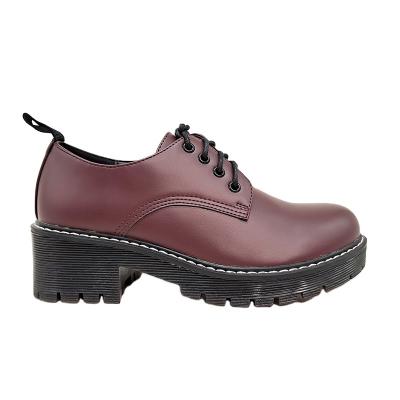 China New Round Type Lady Style Pu Leather Women Brogue Lace-Up Casual Shoes For Woman for sale