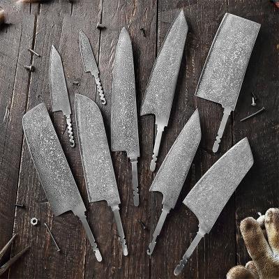 China Santoku diy wholesale Non-variable handle logo cutting blank kitchen chef knife blades vg10 Damascus full stainless steel custom flavor for sale