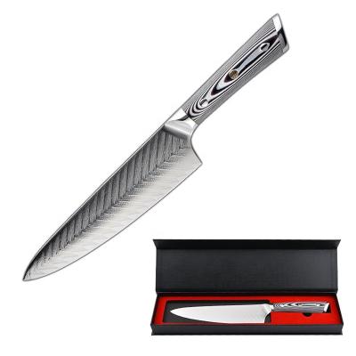 China Viable Custom Logo 8 Inch Vg10 Chef'S Knife Professional Chef's Knives Damascus Steel Titanium Stainless Steel Color Box Natural Damascus for sale