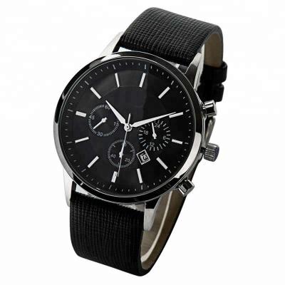 China Wholesale Chronograph Men Watch Custom Logo Waterproof Chrono Japan Movement Quartz Leather Watch for sale