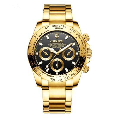 China Cheap Price Shenzhen Factory Logo Gold Stainless Steel Chronograph Day/Date Custom Watch Men Wrist Watch for sale