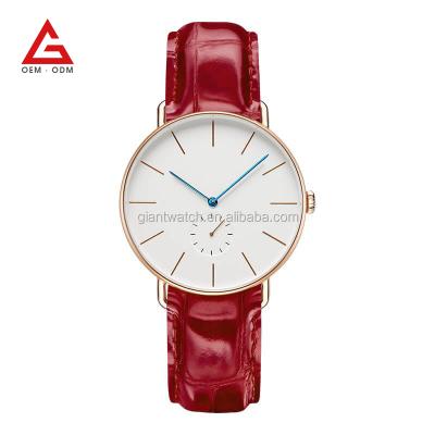 China Custom Brand Alarm Genuine Leather Strap Watch Fashion 5 Atmosphere Water Resistant Ladies Wrist Watch for sale