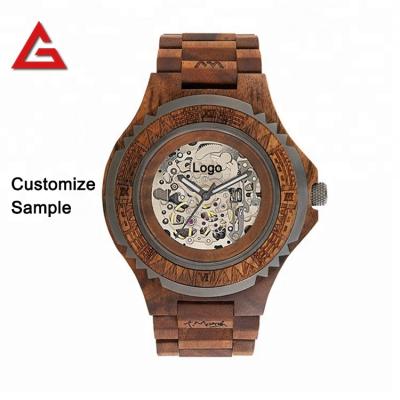 China OEM Non-Specific Luxury Mechanical Custom Watch Dropshipping Logo Wholesale Bamboo Men Wood for sale