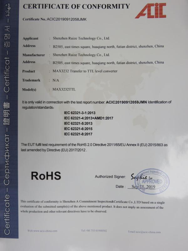 RoHS - Shenzhen Ruize Technology Co., Ltd.