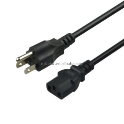 China Computer RUIZEINC United States USA AC Power Cord 3 Fork American IEC C13 Lead Wholesale Extension Cable 2m for sale