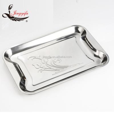 China Serving Equipment Rectangle Stainless Steel Hotel Amenity Mirror Food Serving Tray BBQ Tray Buffet Tray for sale