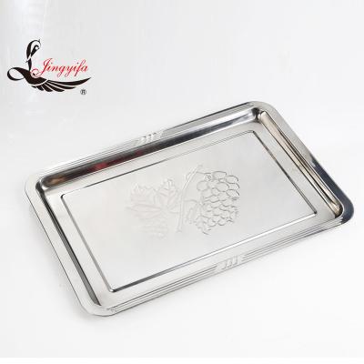 China Serving Equipment Rectangle Stainless Steel Metal Tray for sale