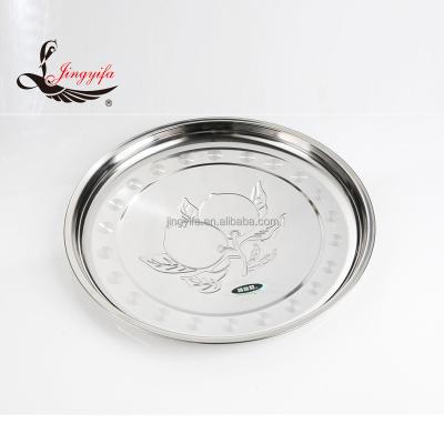 China Home Wholesale Large Stainless Steel Metal Food Trays Round Dish for sale