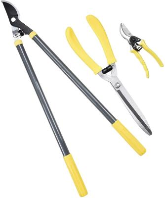 China Bonsai Plant Trimming Scissors HHL-PC04 Pruning Hedge Looper Shear Easy Cut With Iron Handle And PVC Handle Garden Shear Set for sale