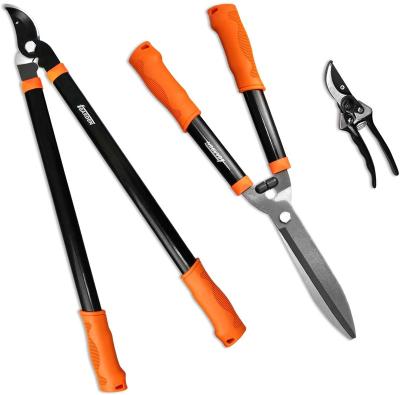 China Bonsai Plant Trimming Scissors HHL-PC05 Pruning Hedge Looper Shear Easy Cut With Iron Handle And PVC Handle Garden Shear Set for sale