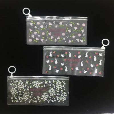 China Moisture-proof Transparent Flowers Animals Pattern PVC Cute Pen Case Pouch Pencil Bag Stationery Box for sale