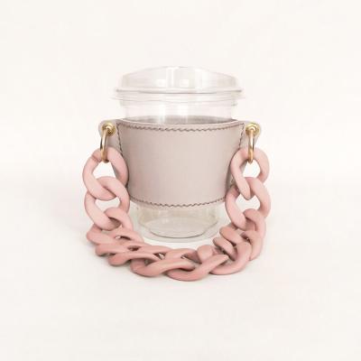 China Viable Personalized Leather Coffee Mug Tea Cup Sleeve Non-Slip Stand Covers Custom Leather Sleeve for sale