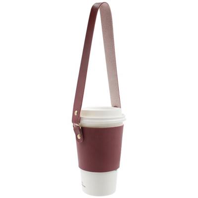 China Custom Viable Custom Made Coffee Tea Mug Sleeve Holder Faux Leather Reusable Handbag Cup Sleeve for sale