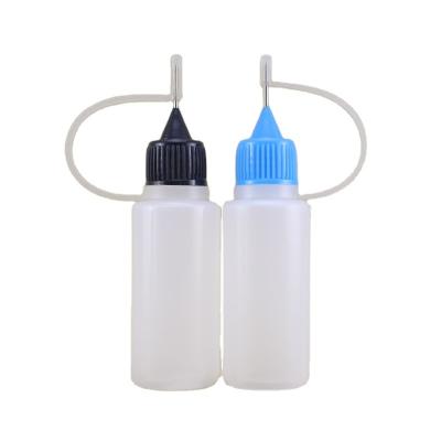 China Ink Liquid Color Ink Liquid 15ml PE Dropper Bottle With Metal Spout Cap for sale