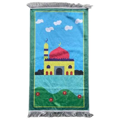 China Non-slip Children's Islamic Muslim Prayer Blanket Children's Mat High Quality The Mosque Muslim Pilgrimage Rugs for sale