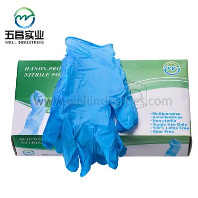 China Handspro Anti-Slip Wholesale China Powder Free Blue Civilian Vinyl Gloves for sale