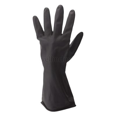 China Water Proof Wholesale Price Protective 12 Inch Industrial Latex Gloves Household Black Working for sale