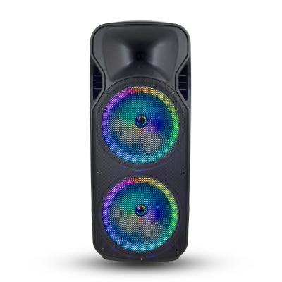 China Feiyang PORTABLE Dual 15 Inch DJ Speaker Box Subwoofer Box Empty BT Speaker With Microphone Two SD Wireless FM USB Rechargeable Battery for sale