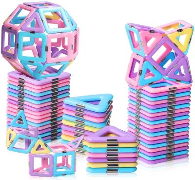 China Non-Toxic Magnetic Safety Tiles Toys for 3 4 5 6 7 Year Old Girls Boys 8+ Upgrade Magnetic Macaron Castle Blocks Building Set for Toddlers for sale