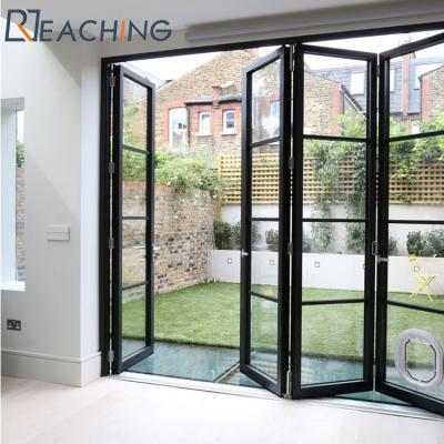 Chine AS2047 Narrow Folding Screen Frame Updraft Snap Outdoor Aluminum Double Glazed Bi 3 4 Folding Sliding Glass Accordion Door Bifold à vendre