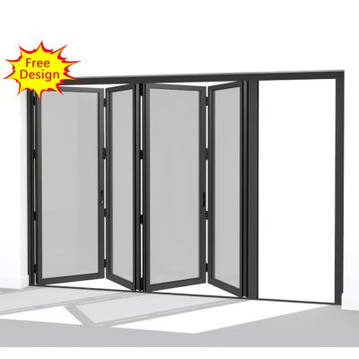 중국 Modern Thick Glass Sound Insulation Double Profile Aluminum Bedroom Door Bi-Folding Sliding Design 판매용