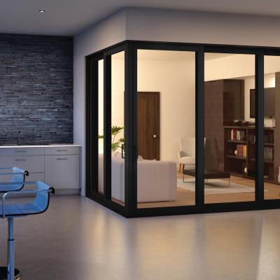 Chine Modern Doors For Bedrooms High Fashion Pocket Door Matt Black Double Layered Glass French Style à vendre