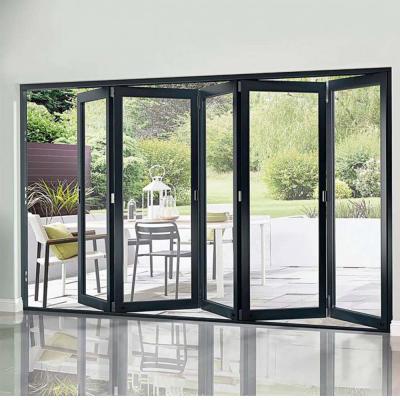 China European American Standard High Standard Folding Screen Windows And Doors Aluminum Exterior Bifold Doors Thermal Break Folding Door for sale