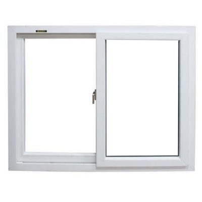 China Modern Free Design European Tampered Glass Regrind White Drop PVC Profile Window for sale