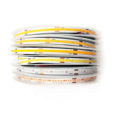 China COB LED Flexible High Density Dotless LED COB LED DC12V 24V IP20 9W/M White Warm White Hotel LED Flip Chip Strips for sale