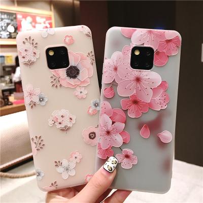 China Soft Mate 30 pro P30 pro P20 A30 3D Flower Ultra Thin TPU Matte Mobile Phone Case For Huawei for sale