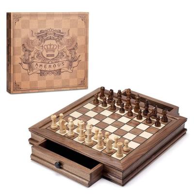 China Chess Set Competition Or Puzzle Game Factory Wholesale Custom 2 In 1 Checkers Wooden Chess Games Set For Man And Woman for sale