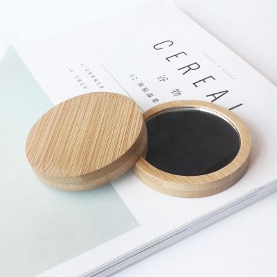 China Hot Selling Eco-Friendly Round Bamboo Makeup Mirror Private Label Pocket Mirror Wood Pocket Mirror for sale