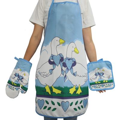 China Custom Printed Drink/Food Aprons Wholesale Kitchen Pattern Cotton Kitchen Apron Sets for sale