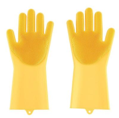 China 100% Viable Custom Food Grade Silicone Rubber Heat Resistant Brush Scrubber Household Dishwashing Magic Gloves for sale