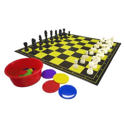 China Popular Rubber Chess Board Game Set With Flying Ludo Chess Game Set With ABS Educational Toys for Kids and Adults for sale